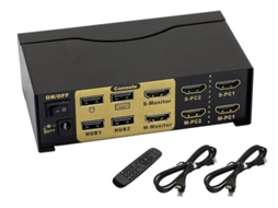 Comutador Kvm Hdmi De Tela Dupla Bestvite Preto