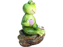 Estátua de Sapo Curado Bebendo Café, Feita de Resina, e Às Intempéries, para Jardim, Pátio e Espaços Aconchegantes como CHABERLU