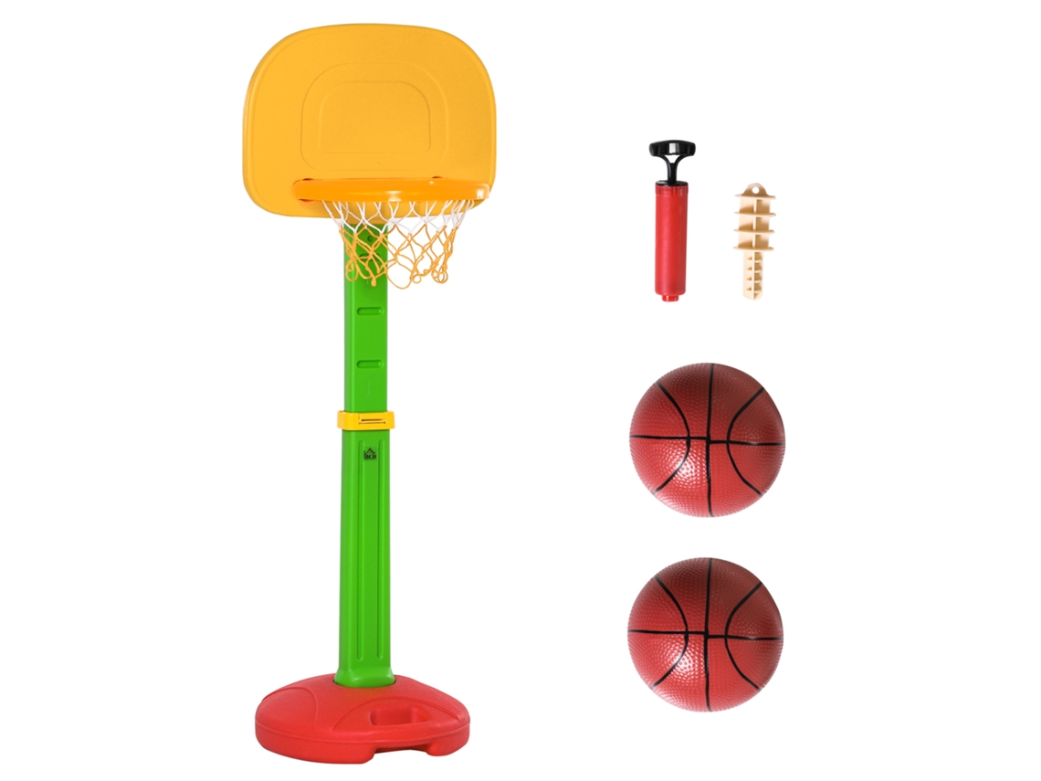 Tabela Basquetebol Infantil Altura Ajustável 2 Bolas Inflador 52,5x44x120-160
