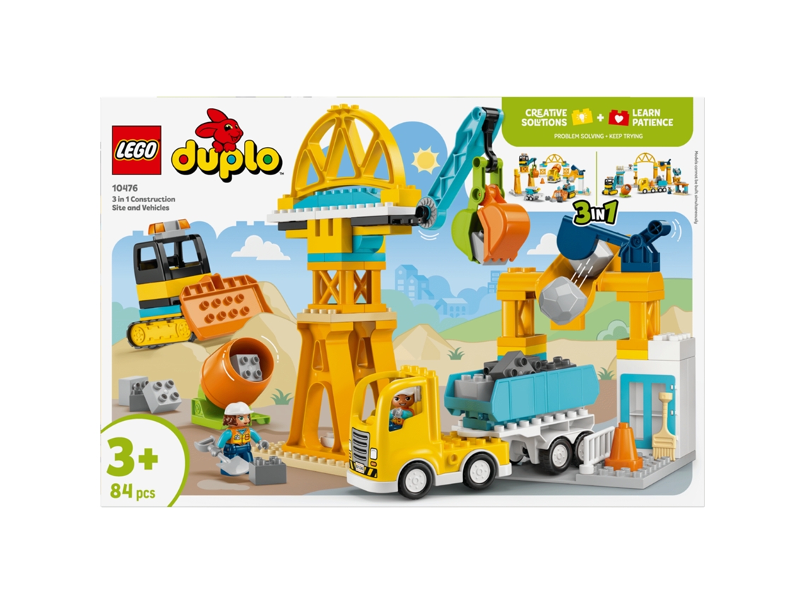 Lego® 10476 Duplo® Obra E Veículos 3em1 – Betoneira, Guindaste E Caminhão