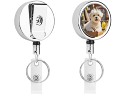 Porta Crachá Retrátil Com Clipe De Metal Resistente E Design Moderno Em Formato De Cachorrinho Maltês, Com Cordão De