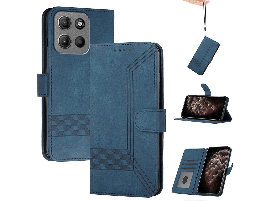 Capa De Celular De Couro Com Flip Cubic Skin Feel