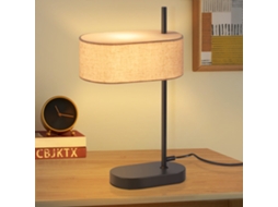 Nettlife Candeeiro De Secretária, Candeeiro De Cabeceira Vintage Para Quarto 44,5 Cm E14 Candeeiro Em Tecido De Linho Preto Com Interruptor