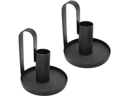 2 Portavasos De Vela De Ferro Vintage Preto Mate Simples Elegante Retro 8,5cm Festival Boda