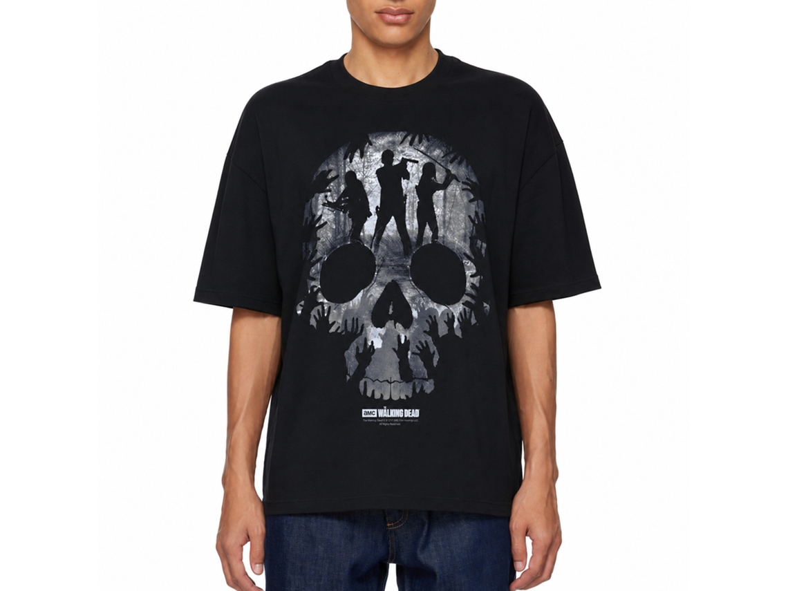 The Walking Dead Three Character Skull T-shirt Unisex Adults Size:s