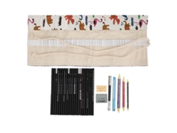 Conjunto de 29 Peças para Desenho, Canetas e Estojo para Iniciantes, Acessórios de Arte, Tema Paraíso Animal AQUAFORGE