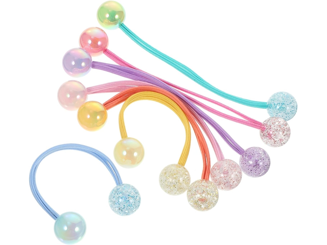 Elásticos de cabelo em acrílico e nylon, com núcleos sortidos, pacote com 14 modelos.