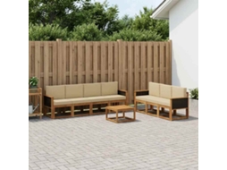 Vidaxl Conjunto De Sofás Para Exterior Com Almofada 7 Pcs Natural