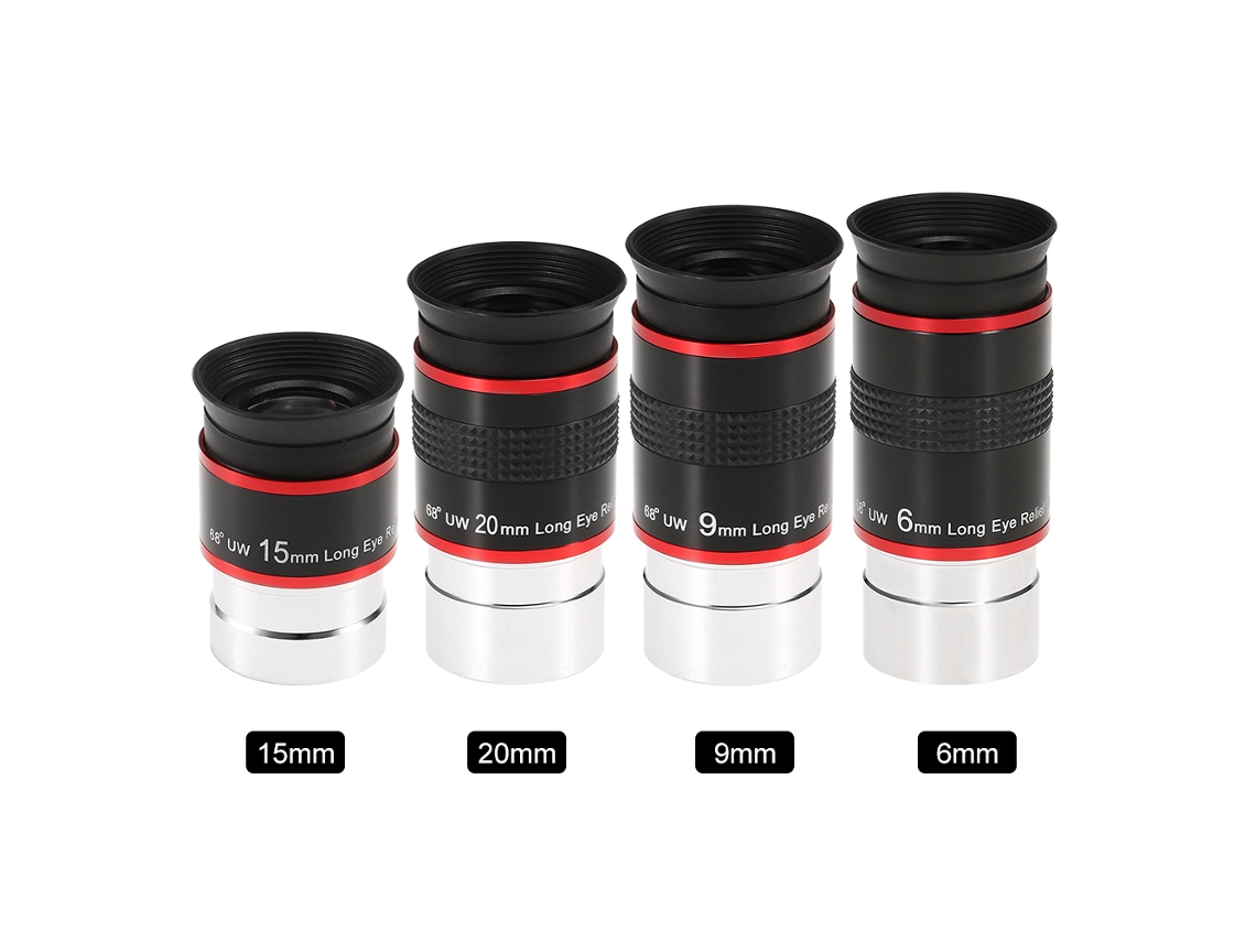 Ocular 1.25 Polegadas Ângulo Largo 68 Graus Para Telescópio Astronômico 6mm 9mm 15mm 20mm Multicamada
