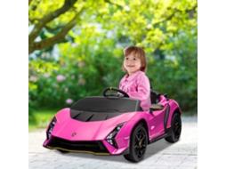 Coche Eléctrico Para Crianças Lamborghini Autêntico Com Bateria 12v Controle Remoto Faróis Buzina Arranque Suave E Música Mp3 Rosa