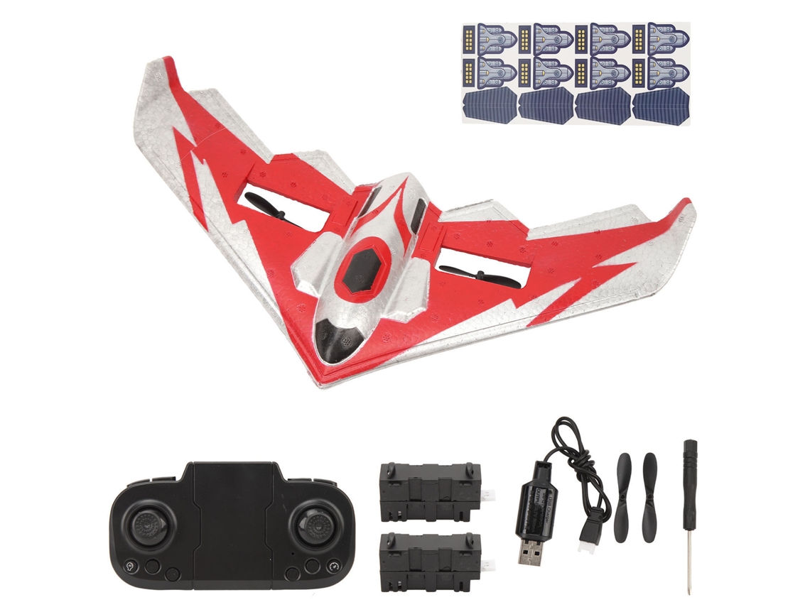 Business kit de Avião Controle Remoto Glider Epp com Luz Led para Iniciantes, Adultos, Crianças, Vermelho, 2 Baterias | S/MARCA