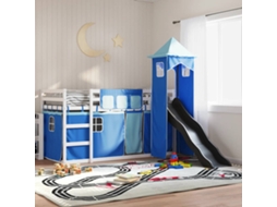 Vidaxl Beliche Com Escorrega E Cortinas 90x190 Cm Azul
