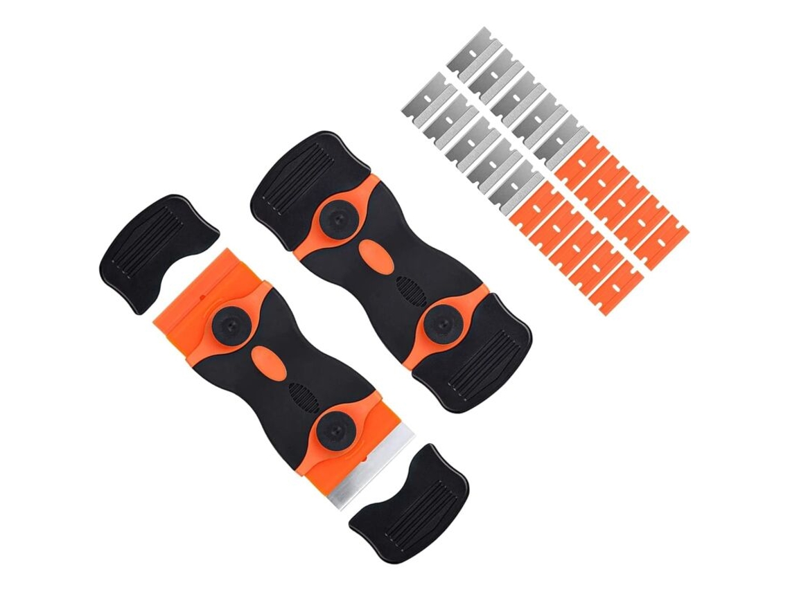 Raspador De Vidro, 2 Lâminas De Rodo Cerâmica Com 10 Metal Extras E Plástico Para Fogão Indução, Carro, Vidro, Espelho, Adesivo E Limpeza