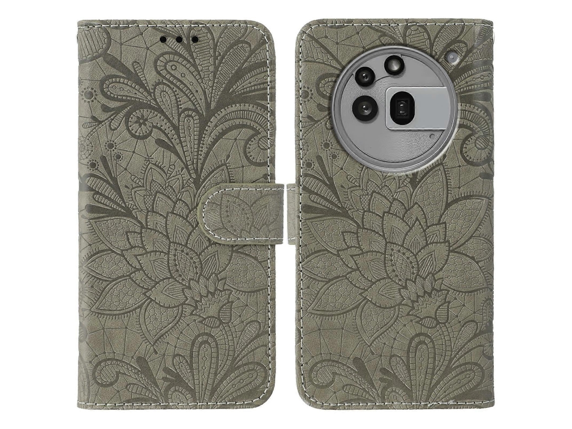 Capa De Celular Flip Em Couro Com Relevo De Renda Floral Para Nothing Phone 3a Pro