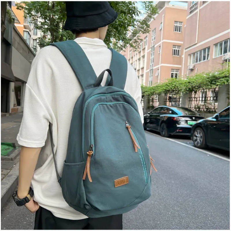 (61830-verde) Mochila Casual Unissex, Mochila De Viagem De Lona Com Grande Capacidade