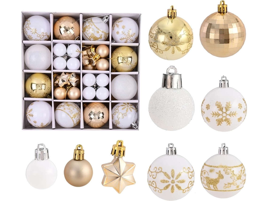 Conjunto de 44 Bolas Natal, Enfeites para Árvore, Ergonômico, Uso Diário STELASPLEN