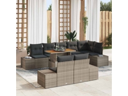 Vidaxl Conjunto De Sofá De Jardim 9 Unid. Cinzeto Rattan Sintético