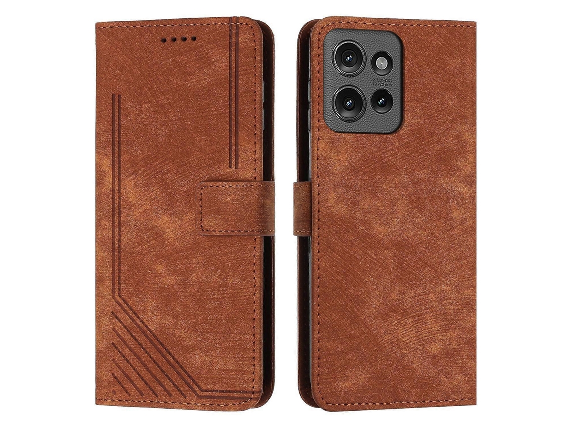 Capa De Couro Para Celular Com Padrão Listrado E Cordão