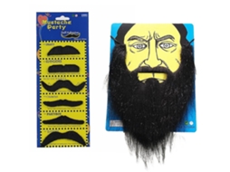 Fantasia engraçada de Halloween para homens com barba, pelos faciais, bigode preto e acessórios para festa da Slowmoose.