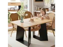 Mesa Retangular Jantar SINI TECH STORE Ideal para Quem Tem Animais de Estimação com Capacidade para 6 Pessoas e Acabamento em Madeira Natural