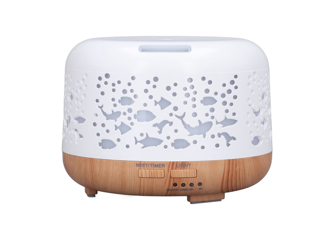 Laxiscreed Umidificador De Aromaterapia 300ml Com Luz Noturna E Revestimento Em Madeira