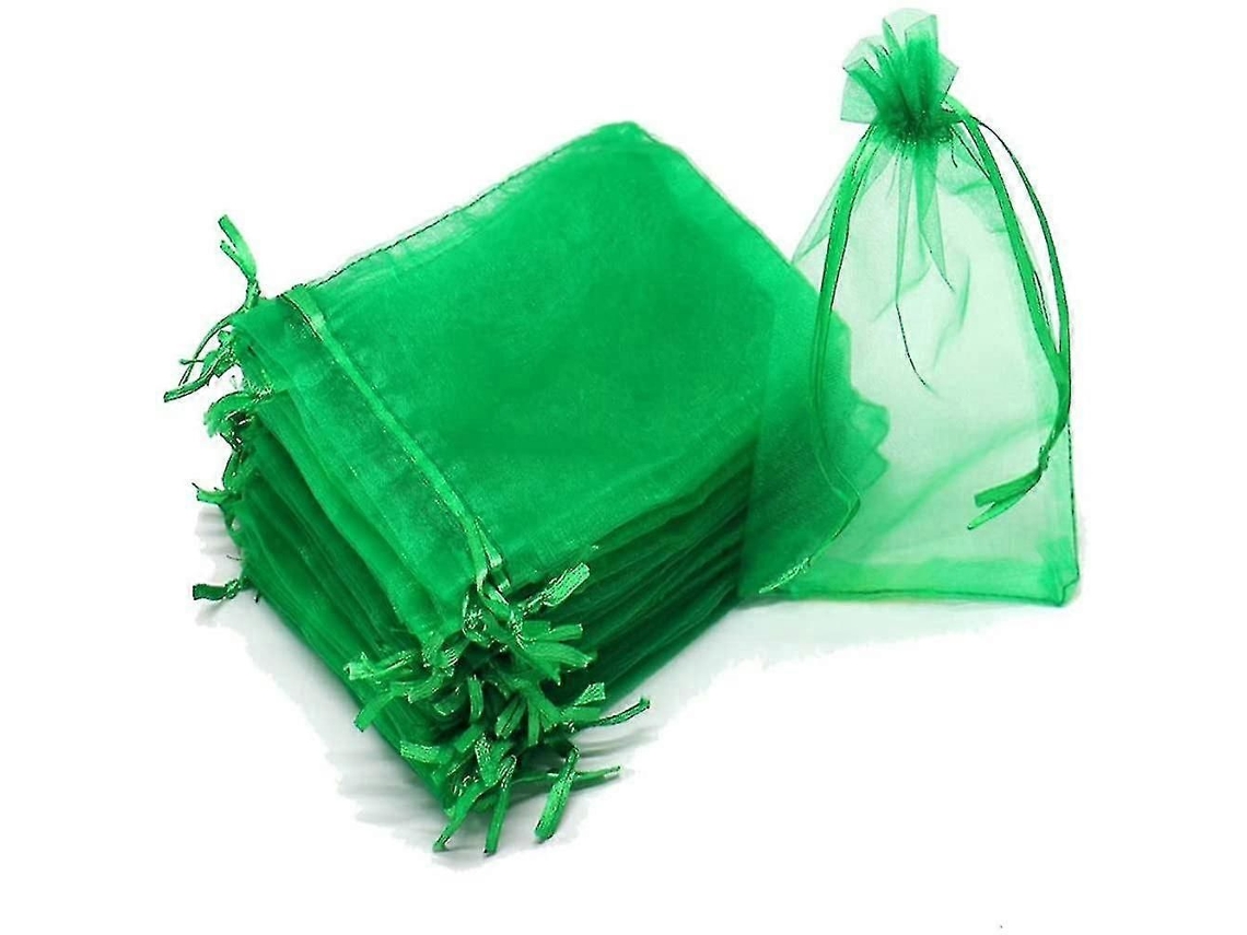 100 Sacos De Organza Para Presentes, 7,8x11,8 Polegadas, Verdes, Com Cordão De Seda Para Festas E Casamentos