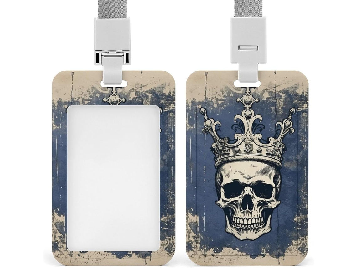 Porta Crachá Com Design Clássico De Caveira, Com Cordão E Protetor De Cartão À Prova D Água Escritório, Escola E