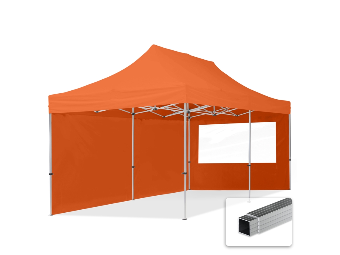 Tenda Dobrável 3x6m, Alumínio Econômico 32mm, Laterais Com Janelas Panorâmicas, Laranja