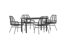Garden Dining Set, Garden Dining Sets Vidaxl Preto Rattan / Vime (140 X 70 X 74 Cm)