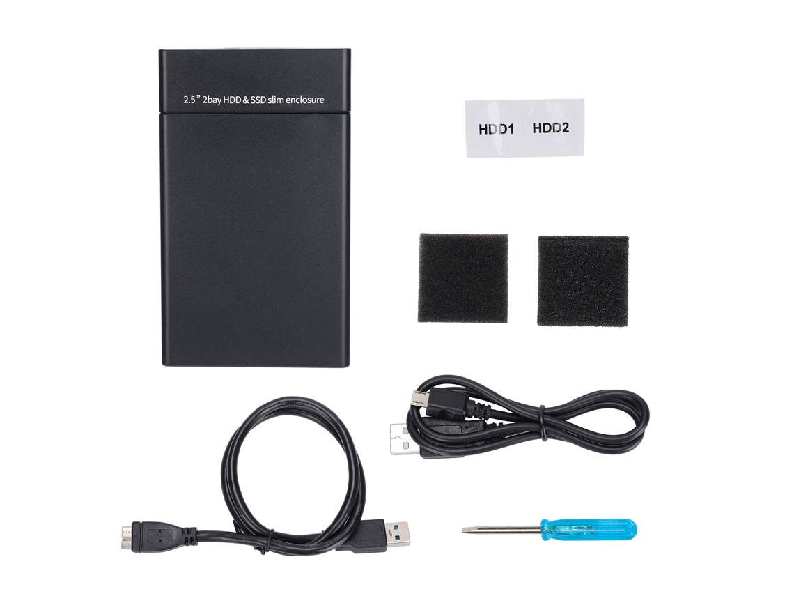 Enclosure De Disco Rígido Dualbay Maiwo K25682 Com Tipo C, Caixa De Matriz Raid Portátil De 2,5 Polegadas