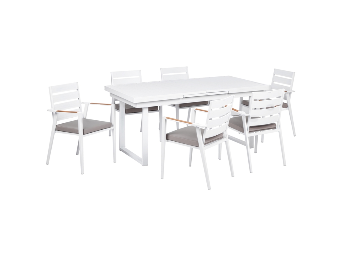 Conjunto De Refeição De Jardim Para 6 Pessoas Beliani Valcanetto/taviano De Alumínio Branco/cinzento 240x90x78
