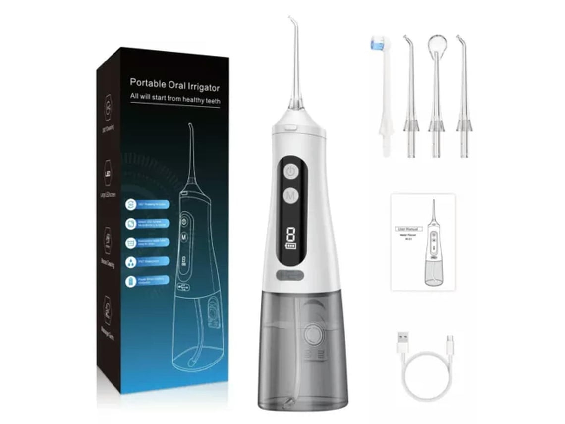 Irrigador Oral SIURN Portatil Usb Jato de Agua Dental 310Ml Branco Worten .pt