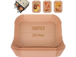 Pacote Com 100 Folhas De Papel Manteiga Silicone Descartável Para Fritadeira A Ar, Fornos Micro-ondas E Vapor, 22x14 Cm.