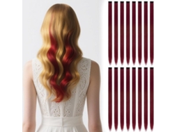 Elegância - Extensões De Cabelo 16 Unidades 56 Cm - Fios Sintéticos - Cabelo Rizado - Meninas/mulheres - Mechas Roxo Bordeaux