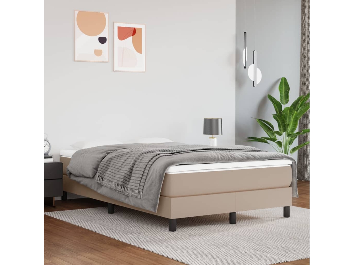 Vidaxl Estrutura De Cama Com Molas 120x200 Cm Couro Artificial Cappuccino