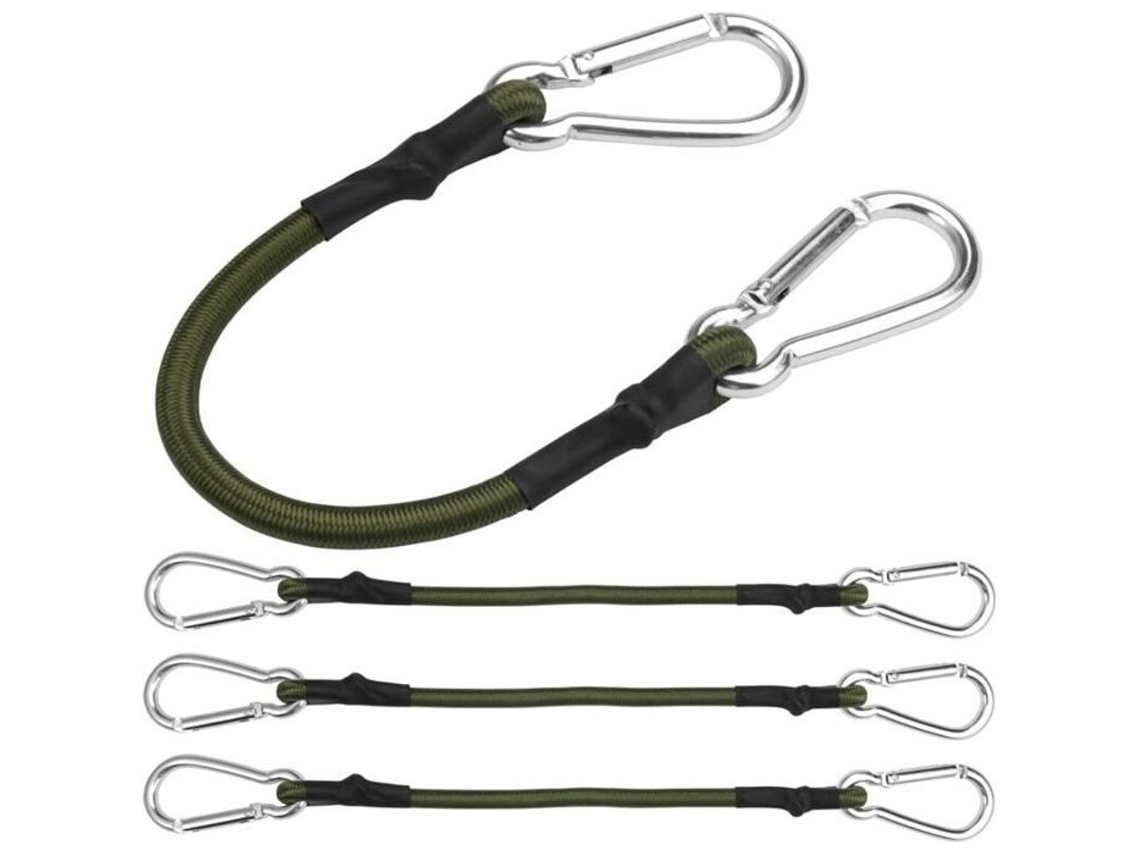 Conjunto De 4 Cintas Elásticas Com Mosquetão 30 Cm Para Camping E Bagagem