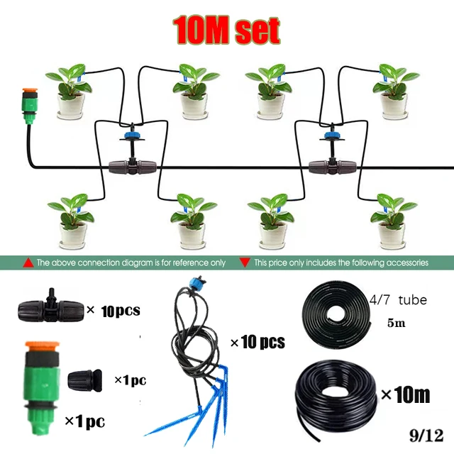 Kit de Irrigação por Gotejamento MDUG, 10m, para Plantas em Vasos e Jardins