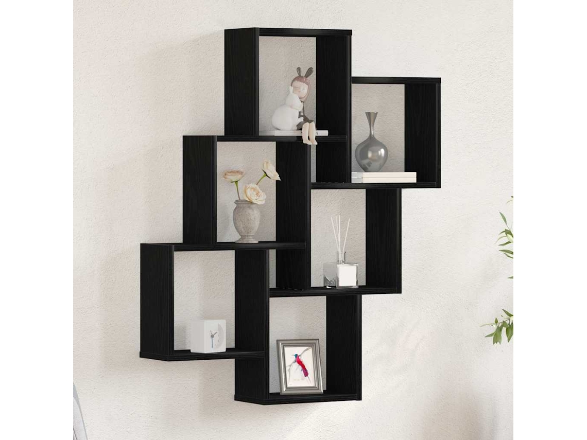 Vidaxl Prateleira De Parede Montagem Na Parede Carvalho Preto