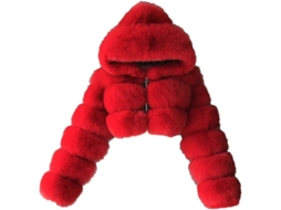 2026 abrigo de Peluche Falso para Mulher com Capuz Abrigo Curto Bola Fleece Jaqueta Quente Tamanhos para Mulher