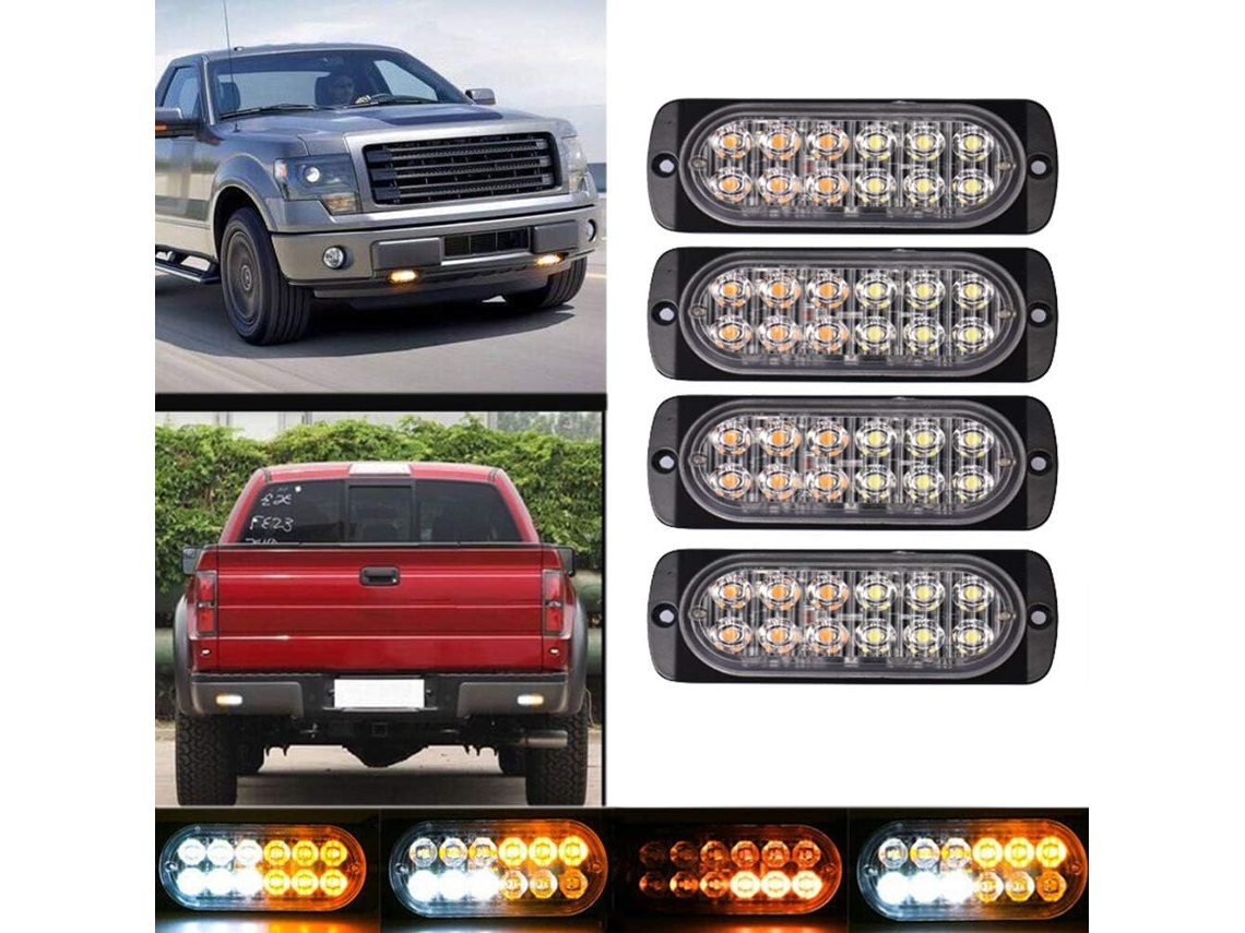 Ricoy Super Bright Amber + White 12led 12-24v Carro Caminhão Sinalizador De Emergência Para Construção À Prova D Água