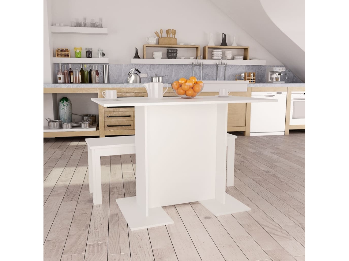 Vidaxl Mesa De Jantar 110x60x75 Cm Derivados De Madeira Branco