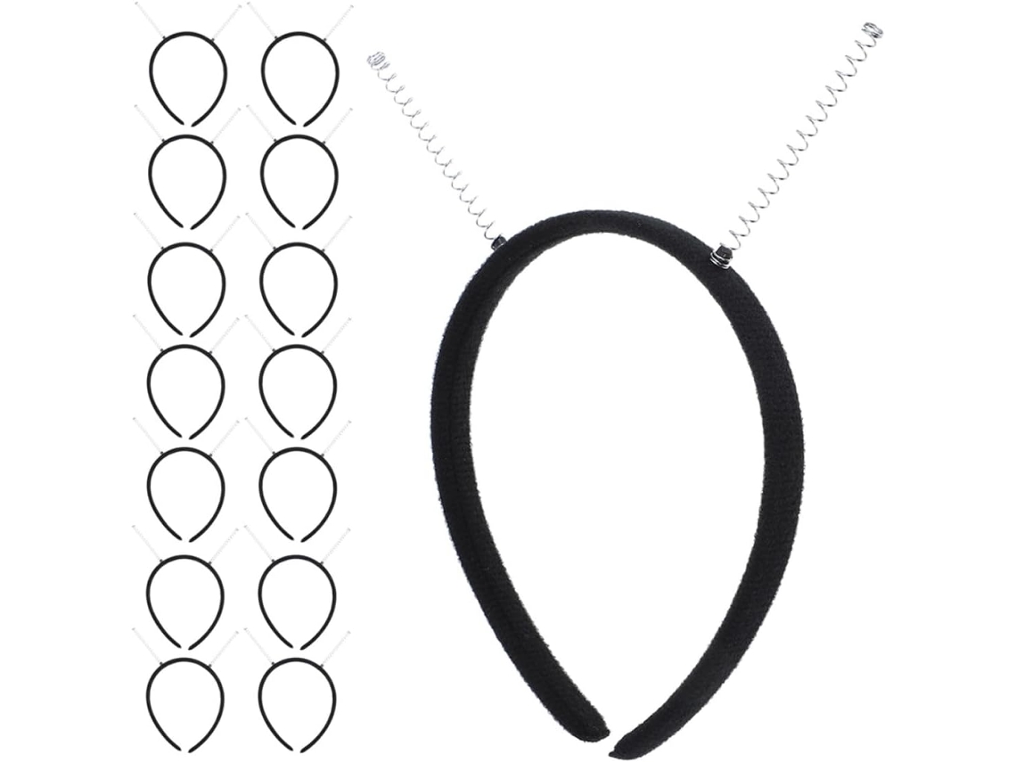Conjunto de 15 Faixas Elásticas Preta para Cabelo da Pelúcia E Ferro, Design Clássico.