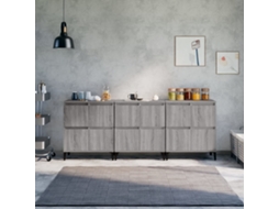 Vidaxl Aparadores 3 Pcs 60x35x70 Cm Derivados Madeira Cinza Sonoma