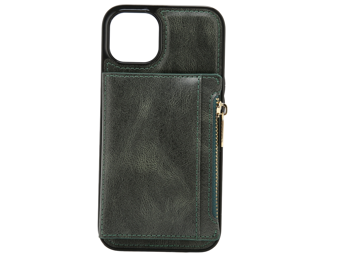Capa com zíper verde escuro para Iphone 13 EOOCOO