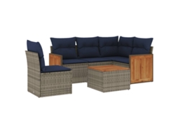 Conjunto de Sofá de Jardim, 6 Peças, Almofadas, Rattan Cinza MAISON EXCLUSIVE