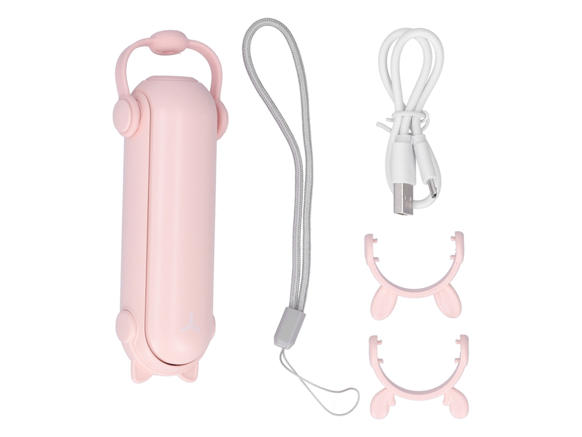 Ventilador Elétrico 3 em 1 Mini Recarregável Luz Mosquito Rosa