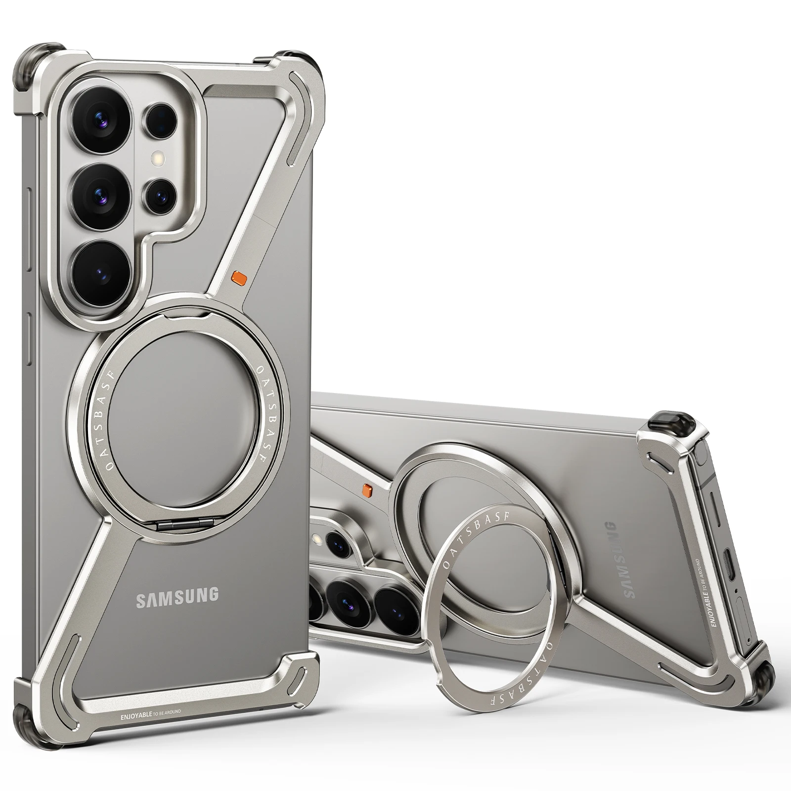 Capa Para Celular (titanium Galaxy S26 Ultra), Capa Protetora De Metal Sem Moldura, Suporte Magnético Giratório 360°