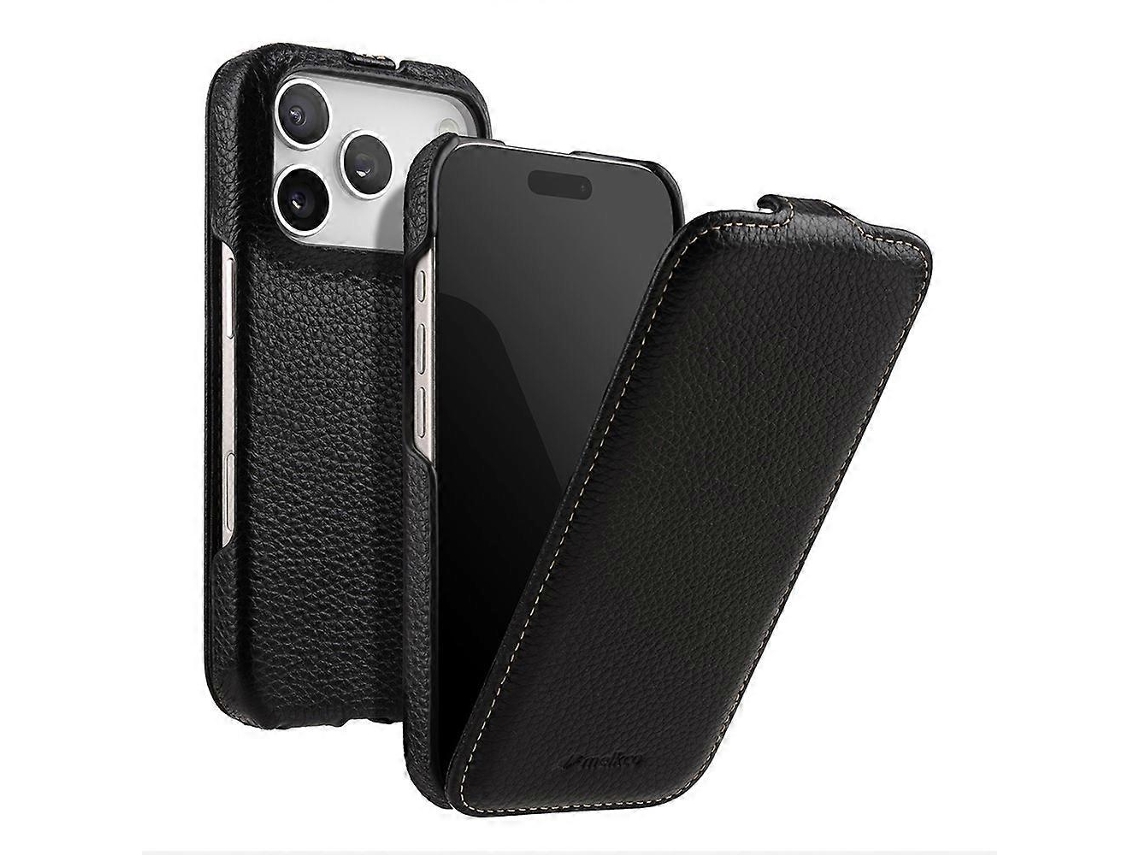 Loja Iberiancapa Melkco Compatível Com Iphone 17 Pro, Compatível Com Magsafe, Capa Vertical De Couro Bovino Legítimo + Pc, Preta