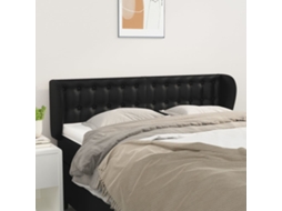 Cabeceira Cama Abas Couro Artificial 147x23x78/88 Cm Preto Lovely Home
