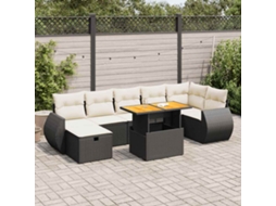 Vidaxl 5 Pcs Conjunto Sofás De Jardim Com Almofadões Acácia E Vime Pe
